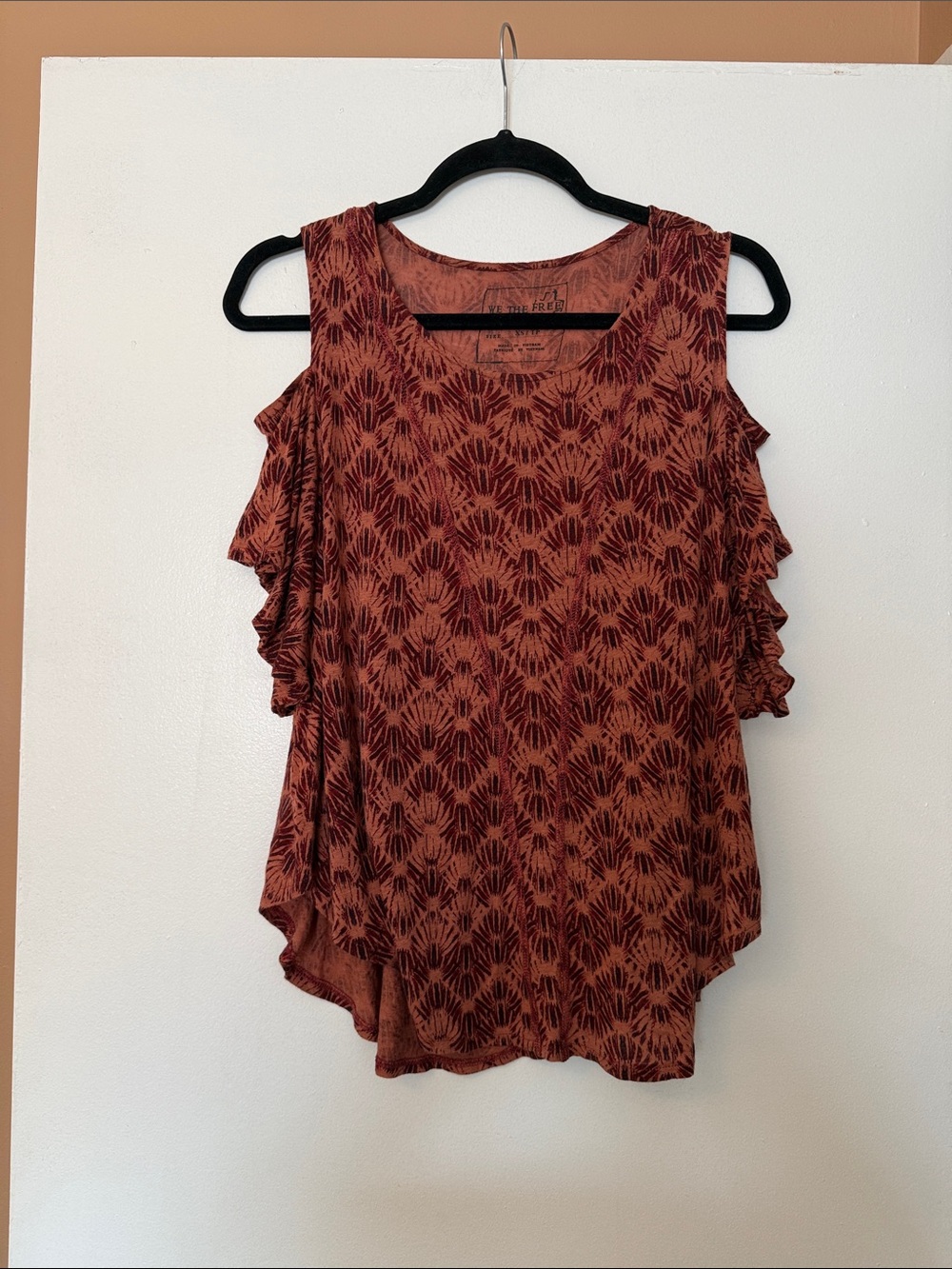 We The Free Rust Patterned Cold-Shoulder Women's Top